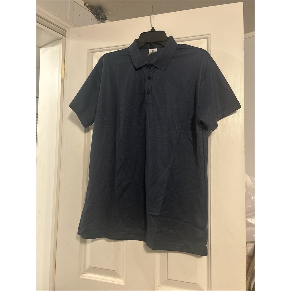 Polo Shirt Mens Medium  Blue Short Sleeve Solid Casual